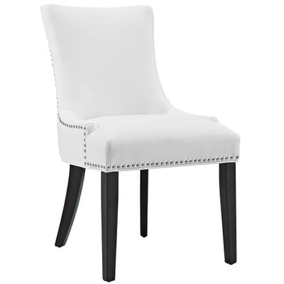 Modway Marquis Modern Elegant Upholstered Vinyl Parsons Dining Side Chair With Nailhead Trim And Wood Legs In White
