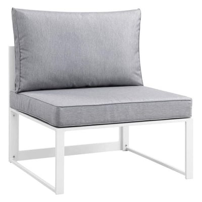 Modway Fortuna Aluminum Outdoor Patio Armless Chair in White Gray