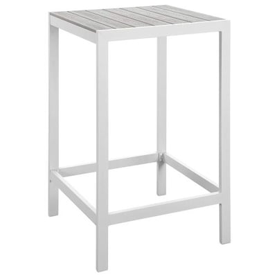Modway Maine Aluminum Outdoor Patio Bar Table in White Light Gray