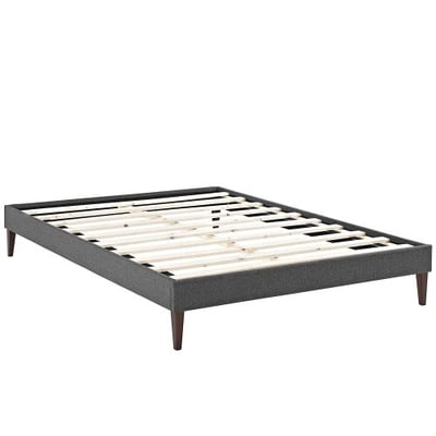 Modway MOD-5899-GRY Queen Fabric Bed Frame with Squared Tapered Legs, Gray
