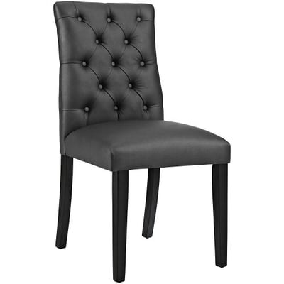 Modway Duchess Modern Elegant Button-Tufted Upholstered Vinyl Parsons Dining Side Chair in Black
