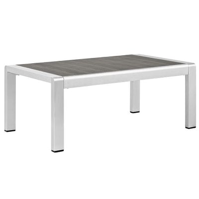 Modway Shore Aluminum Outdoor Patio Coffee Table in Silver Gray