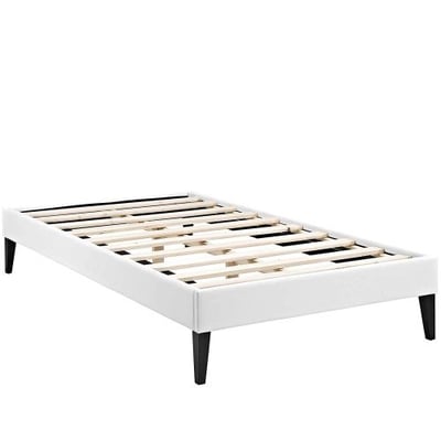Modway MOD-5894-WHI Tessie Twin Vinyl Bed Frame with Squared Tapered Legs, White