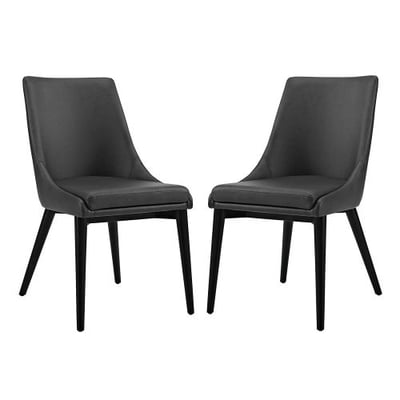 Modway Viscount Faux Leather Dining Chairs in Black - Set of 2