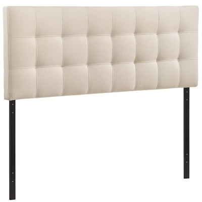 Modway Lily Upholstered Tufted Fabric Queen Headboard Size in Ivory