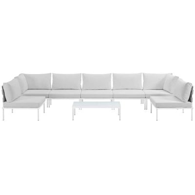 Modway EEI-2625-WHI-GRY-SET Harmony 8 Piece Outdoor Patio Aluminum Sectional Sofa Set, White Gray