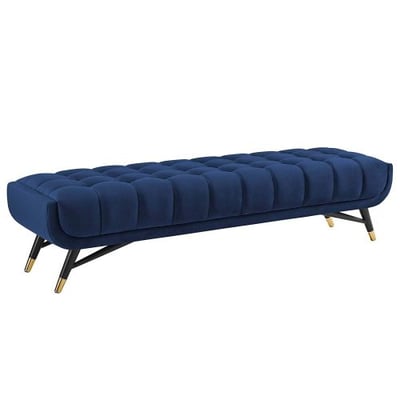 Modway Adept Upholstered Velvet Bench, Midnight Blue