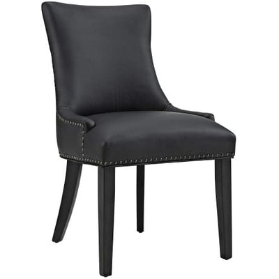Modway Marquis Modern Elegant Upholstered Vinyl Parsons Dining Side Chair With Nailhead Trim And Wood Legs In Black