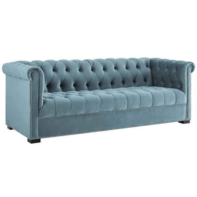 Modway Heritage Upholstered Velvet Sofa, Sea Blue
