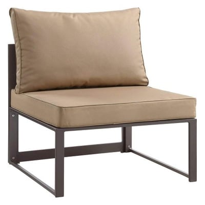 Modway Fortuna Aluminum Outdoor Patio Armless Chair in Brown Mocha