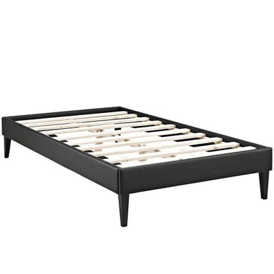 Modway MOD-5894-BLK Tessie Twin Vinyl Bed Frame with Squared Tapered Legs, Black