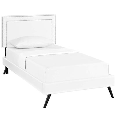 Modway MOD-5910-WHI Virginia Twin Platform Bed with Round Splayed Legs, White
