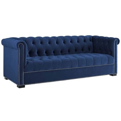Modway Heritage Upholstered Velvet Sofa, Midnight Blue