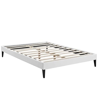Modway MOD-5900-WHI Tessie Vinyl Bed Frame with Squared Tapered Legs, King, White