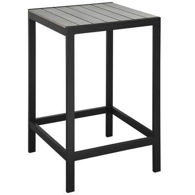 Modway Maine Aluminum Outdoor Patio Bar Table in Brown Gray