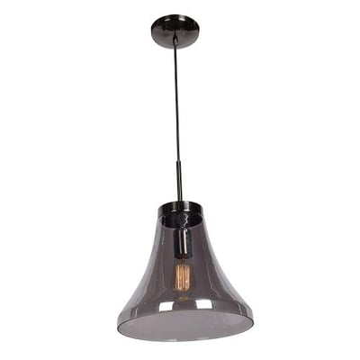 Simplicite 1-Light Bell Pendant - Black Chrome - Smoke Glass Diffuser