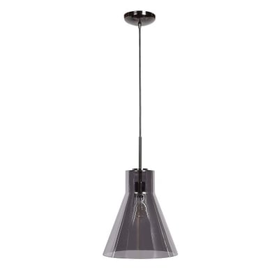 Simplicite 1-Light Large Cone Pendant - Black Chrome - Smoke Glass Diffuser