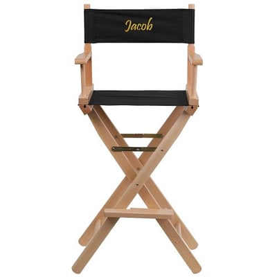 Personalized Bar Height Directors Chair in Black