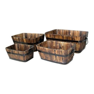 4 Piece Rectangular Planter Box Set Finish: Burnt Brown