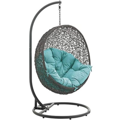 Modway LexMod EEI-2273-GRY-TRQ Hide Outdoor Patio Swing Chair, Gray Turquoise