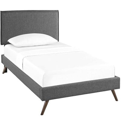 Modway MOD-5902-GRY Amaris Twin Platform Bed with Round Splayed Legs, Gray