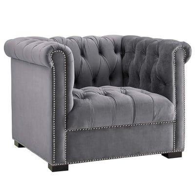 Modway Heritage Upholstered Velvet Armchair, Gray