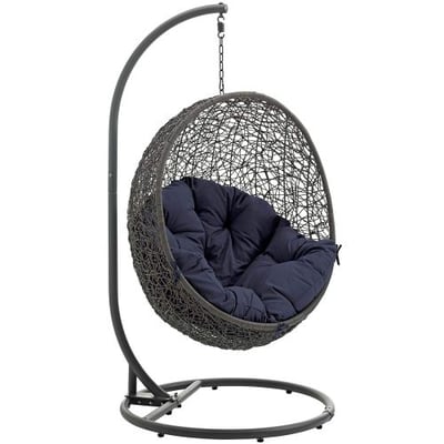 Modway Hide Outdoor Patio Swing Chair, Gray Navy