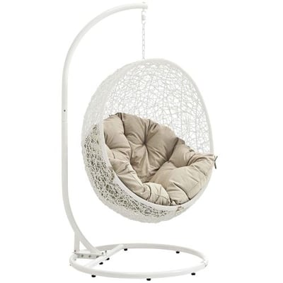 Modway Hide Outdoor Patio Swing Chair, White Beige