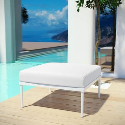 Modway Harmony Outdoor Patio Ottoman in White White - Modern Sectional Furniture Series - Options: Ottoman 