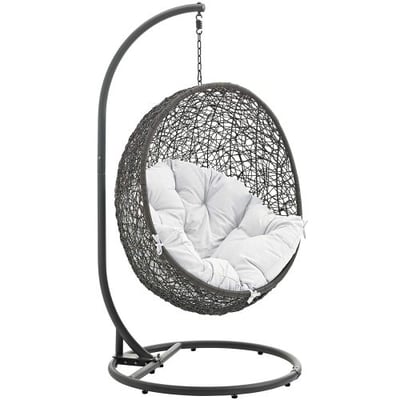 Modway Hide Outdoor Patio Swing Chair with Stand, Gray White