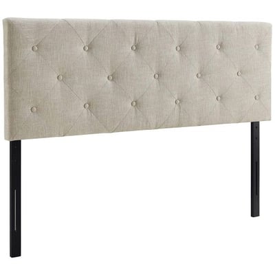 Modway MOD-5372-BEI Terisa Upholstered Fabric Button Tufted King Headboard Size in Beige
