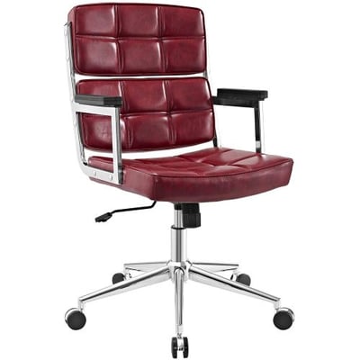 Modway Portray High-Back Upholstered Vinyl Modern Office Chair in Red