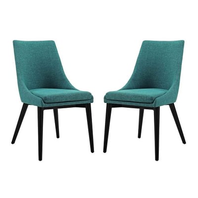 Modway Viscount Fabric Dining Chairs in Teal - Set of 2