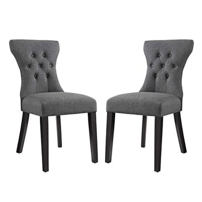 Modway Silhouette Dining Side Chairs Upholstered Fabric Set of 2, Two, Gray