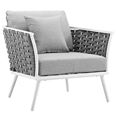 Modway Stance Outdoor Patio Aluminum Armchair in White Gray