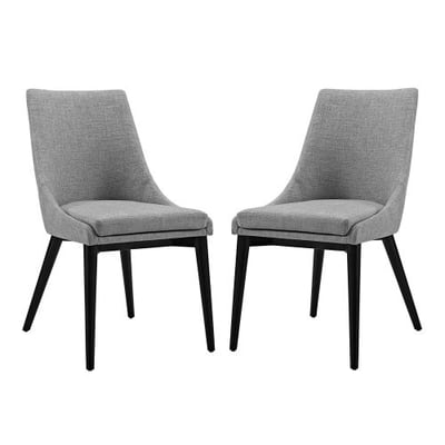 Modway Viscount Fabric Dining Chairs in Light Gray - Set of 2