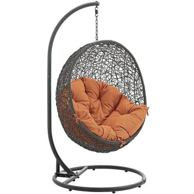Modway LexMod EEI-2273-GRY-ORA Hide Outdoor Patio Swing Chair, Gray Orange