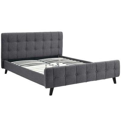 Modway MOD-5465-GRY Ophelia Fabric Bed, Queen, Gray