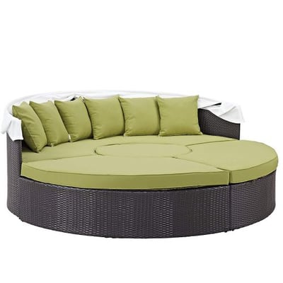 Modway Convene Wicker Rattan Outdoor Patio Canopy Sectional Daybed in Espresso Peridot