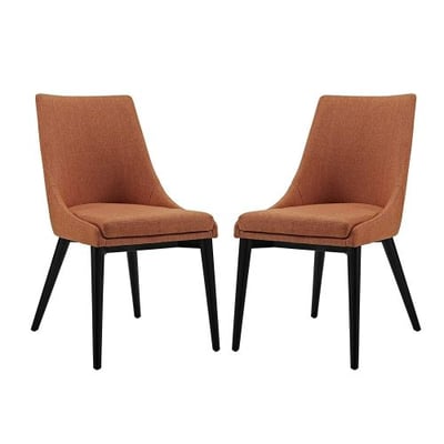 Modway Viscount Fabric Dining Chairs in Orange - Set of 2