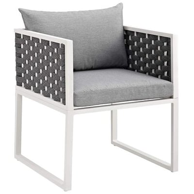 Modway Stance Outdoor Patio Aluminum Dining Armchair in White Gray