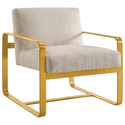 Modway Astute Upholstered Fabric Armchair, Beige