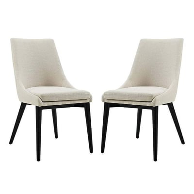 Modway Viscount Fabric Dining Chairs in Beige - Set of 2