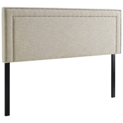 Modway MOD-5378-BEI Jessamine Upholstered Fabric Queen Headboard Size with Nailhead Trim in Beige