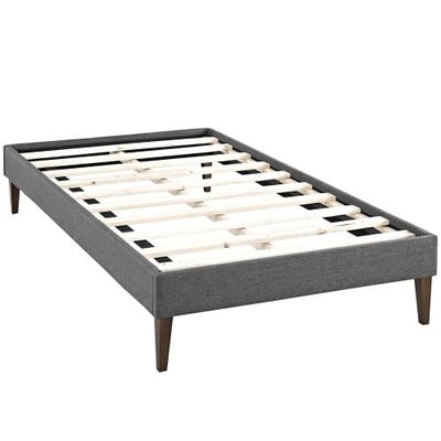 Modway MOD-5895-GRY Tessie Fabric Bed Frame with Squared Tapered Legs, Twin, Gray