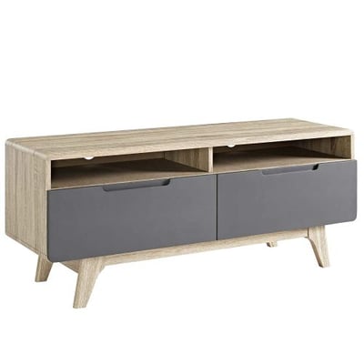 Modway Origin Mid-Century Modern 47 Inch TV Stand in Natural Gray