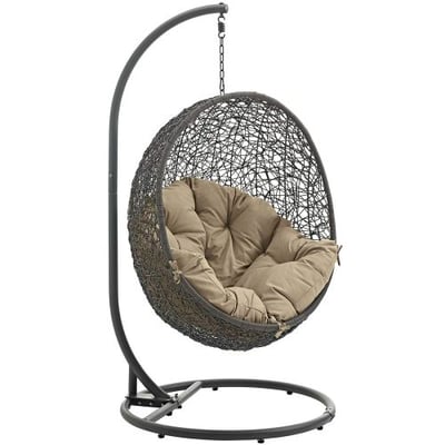 LexMod EEI-2273-GRY-MOC Hide Outdoor Patio Swing Chair, Gray Mocha