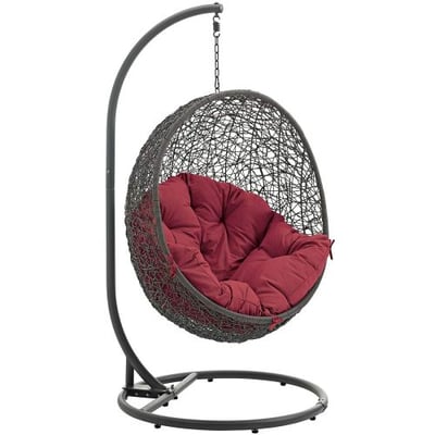Modway Hide Outdoor Patio Swing Chair, Gray Red