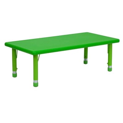 Rectangular Green Plastic Height Adjustable Activity Table 24''W x 48''L 