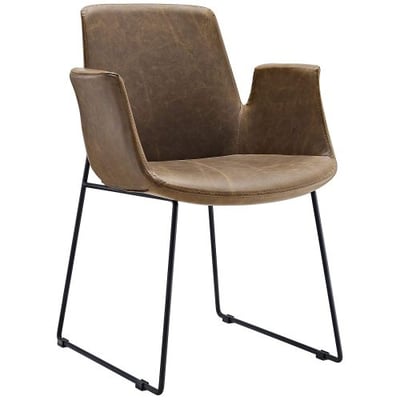 Modway Aloft Dining Leather Armchair, Brown